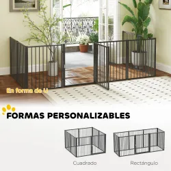 Parque para Perros de 8 Paneles 60x76 cm Corralito para Perros Pequeños y Medianos para Interior y Exterior Negro - Ogal.Es