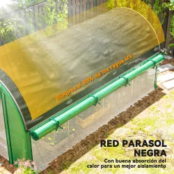 Invernadero de Túnel 4,5x2x2 m con Cubierta PE 140 g/m² Paredes Laterales Enrollables 8 Ventanas y 2 Puertas Verde - Ogal.Es