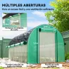 Invernadero de Túnel 4,5x2x2 m con Cubierta PE 140 g/m² Paredes Laterales Enrollables 8 Ventanas y 2 Puertas Verde - Ogal.Es