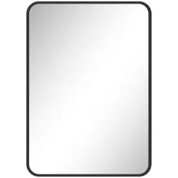 Espejo de Baño Rectangular con Marco Metálico Espejo Decorativo para Dormitorio Comedor o Entrada 50x70 cm Negro - Ogal.Es