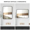 Espejo de Baño Rectangular con Marco Metálico Espejo Decorativo para Dormitorio Comedor o Entrada 50x70 cm Negro - Ogal.Es