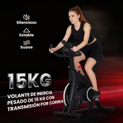 Bicicleta Estática de Interior con Volante de Inercia de 15 kg Monitor LED con Pulsómetro Manillar y Asiento Aju... - Ogal.Es