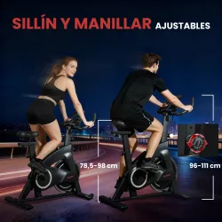 Bicicleta Estática de Interior con Volante de Inercia de 15 kg Monitor LED con Pulsómetro Manillar y Asiento Aju... - Ogal.Es