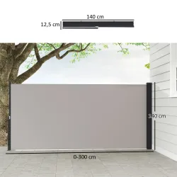 Toldo Lateral Retráctil Pantalla Enrollable Mampara de Privacidad Impermeable y Anti-UV Protege la Privacidad Gr... - Ogal.Es