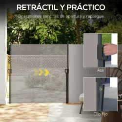 Toldo Lateral Retráctil Pantalla Enrollable Mampara de Privacidad Impermeable y Anti-UV Protege la Privacidad Gr... - Ogal.Es