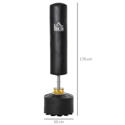 Saco de Boxeo de Pie para Adultos 170cm Punching Ball con Base Rellenable para Hogar Gimnasio Negro - Ogal.Es