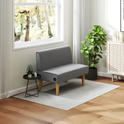 Sofá de 2 Plazas Tapizado en Pana con 2 Puertos USB 1 Puerto Tipo-C y Patas de Madera Carga 220 kg 110x60x85 cm ... - Ogal.Es