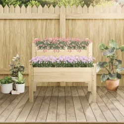 Mesa de Cultivo Huerto Urbano Elevado de Madera de 2 Niveles 86x85x72 cm Madera Natural - Ogal.Es