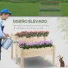 Mesa de Cultivo Huerto Urbano Elevado de Madera de 2 Niveles 86x85x72 cm Madera Natural - Ogal.Es