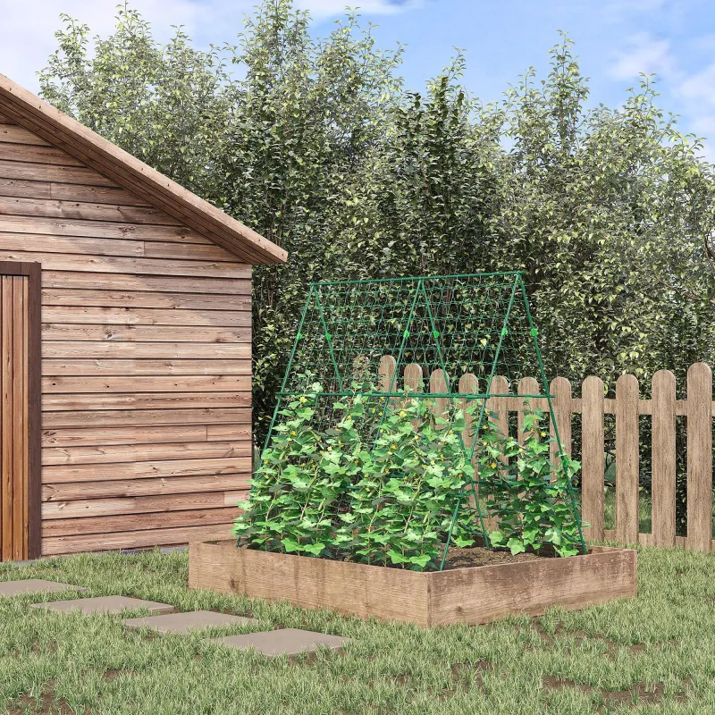 Soporte para Plantas Trepadoras de Jardín Triangular con Estructura de Acero para Frutas Verduras 180x100x180 cm... - Ogal.Es