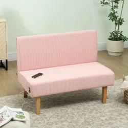 Sofá de 2 Plazas Tapizado en Pana con 2 Puertos USB 1 Puerto Tipo-C y Patas de Madera Carga 240 kg 110x60x85 cm ... - Ogal.Es