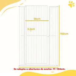 Barrera para Perros Extra Alta con Ancho Ajustable 77-104 cm Puerta para Perros con Extensiones y Puerta de Paso... - Ogal.Es