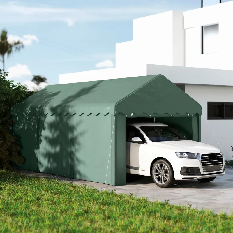 Garaje Exterior para Coche 6x3 m Impermeable Anti-UV con Paredes Laterales Desmontables y 2 Puertas con Cremalle... - Ogal.Es