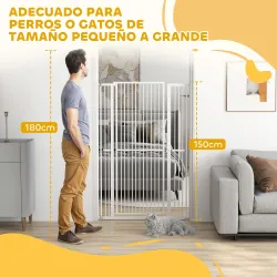Barrera para Perros Extra Alta con Ancho Ajustable 77-104 cm Puerta para Perros con Extensiones y Puerta de Paso... - Ogal.Es