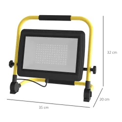 Foco LED con 8500 Lúmenes IP65 6500K Resistente a la Intemperie Ajustable y Portátil 35x20x32 cm Amarillo - Ogal.Es