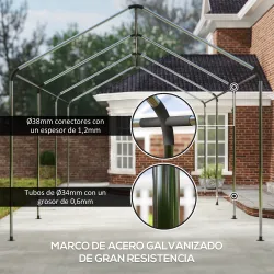 Garaje Exterior para Coche 6x3 m Impermeable Anti-UV con Paredes Laterales Desmontables y 2 Puertas con Cremalle... - Ogal.Es