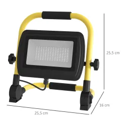 Foco LED con 4250 Lúmenes IP65 6500K Resistente a la Intemperie Ajustable y Portátil 25,5x16x25,5 cm Amarillo - Ogal.Es