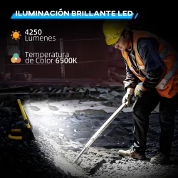 Foco LED con 4250 Lúmenes IP65 6500K Resistente a la Intemperie Ajustable y Portátil 25,5x16x25,5 cm Amarillo - Ogal.Es