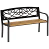 Banco de Jardín de 2 Plazas con Respaldo Forjado y Apoyabrazos Curvados de Diseño Elegante 127x56x80 cm Negro y ... - Ogal.Es