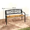Banco de Jardín de 2 Plazas con Respaldo Forjado y Apoyabrazos Curvados de Diseño Elegante 127x56x80 cm Negro y ... - Ogal.Es