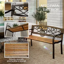Banco de Jardín de 2 Plazas con Respaldo Forjado y Apoyabrazos Curvados de Diseño Elegante 127x56x80 cm Negro y ... - Ogal.Es