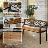 Banco de Jardín de 2 Plazas con Respaldo Forjado y Apoyabrazos Curvados de Diseño Elegante 127x56x80 cm Negro y ... - Ogal.Es