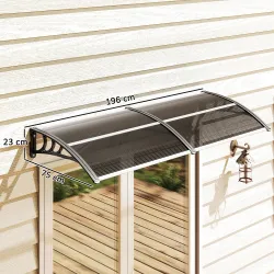 Marquesina de Protección contra Sol y Lluvia 196x75x23 cm con Cubierta de Policarbonato para Puertas y Ventanas ... - Ogal.Es