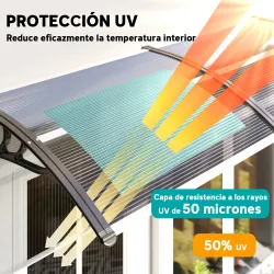 Marquesina de Protección contra Sol y Lluvia 196x75x23 cm con Cubierta de Policarbonato para Puertas y Ventanas ... - Ogal.Es