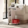 Mesa Auxiliar para Sofá Mesa Auxiliar en Forma de C con Ruedas Compartimentos Abiertos 40x30x69 cm Blanco - Ogal.Es