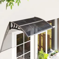 Marquesina de Protección contra Sol y Lluvia 100x75x23 cm con Cubierta de Policarbonato para Puertas y Ventanas ... - Ogal.Es