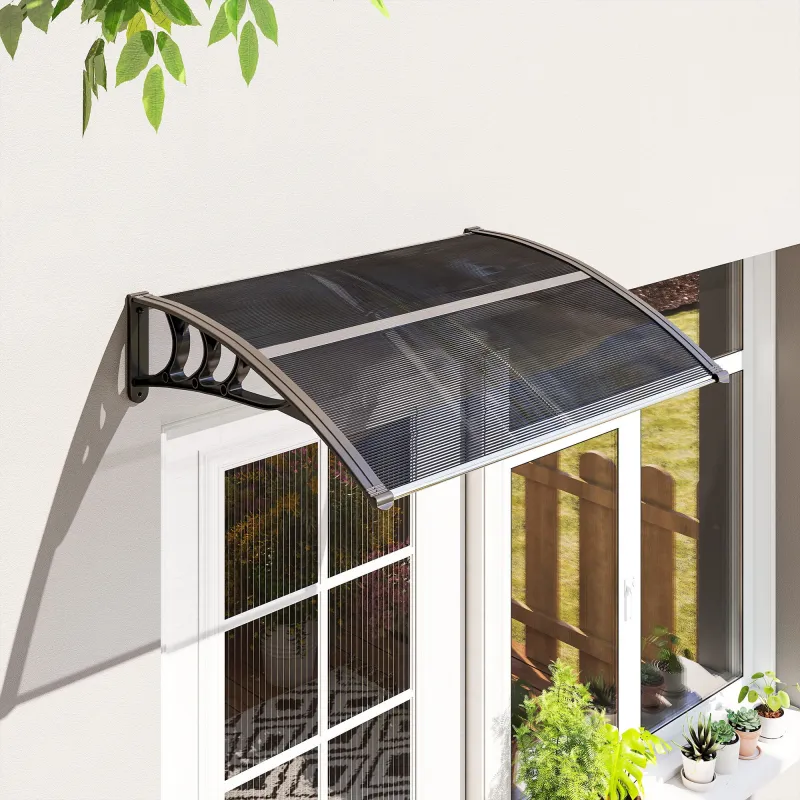 Marquesina de Protección contra Sol y Lluvia 100x75x23 cm con Cubierta de Policarbonato para Puertas y Ventanas ... - Ogal.Es