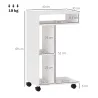 Mesa Auxiliar para Sofá Mesa Auxiliar en Forma de C con Ruedas Compartimentos Abiertos 40x30x69 cm Blanco - Ogal.Es