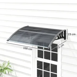 Marquesina de Protección contra Sol y Lluvia 100x75x23 cm con Cubierta de Policarbonato para Puertas y Ventanas ... - Ogal.Es