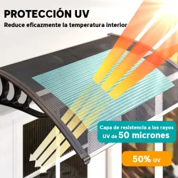 Marquesina de Protección contra Sol y Lluvia 100x75x23 cm con Cubierta de Policarbonato para Puertas y Ventanas ... - Ogal.Es