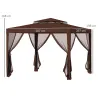 Carpa de Jardín 3x3 m Cenador Gazebo con 4 Mosquiteras Laterales Techo Doble 8 Orificios de Drenaje Marco de Met... - Ogal.Es
