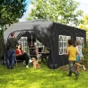 Cenador Plegable 6x3 m Gazabo con Paneles Laterales UPF50+ Altura Ajustable Bolsa de Transporte Gris Oscuro - Ogal.Es