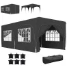 Cenador Plegable 6x3 m Gazabo con Paneles Laterales UPF50+ Altura Ajustable Bolsa de Transporte Gris Oscuro - Ogal.Es