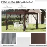 Carpa de Jardín 3x3 m Cenador Gazebo con 4 Mosquiteras Laterales Techo Doble 8 Orificios de Drenaje Marco de Met... - Ogal.Es