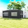 Cenador Plegable 6x3 m Gazabo con Paneles Laterales UPF50+ Altura Ajustable Bolsa de Transporte Gris Oscuro - Ogal.Es