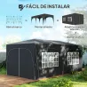 Cenador Plegable 6x3 m Gazabo con Paneles Laterales UPF50+ Altura Ajustable Bolsa de Transporte Gris Oscuro - Ogal.Es