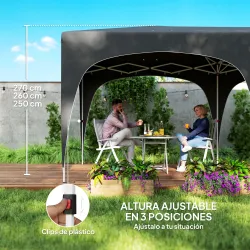 Cenador Plegable 6x3 m Gazabo con Paneles Laterales UPF50+ Altura Ajustable Bolsa de Transporte Gris Oscuro - Ogal.Es