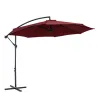 Sombrilla de Jardín Ø295 cm Parasol Excéntrico Inclinable con Manivela Base Cruzada y Soporte de Acero Granate - Ogal.Es