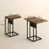 Mesa Auxiliar para Sofá con Encimera Plegable Estación de Carga y Patas Ajustables para Espacios Pequeños Marrón - Ogal.Es