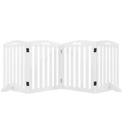 Barrera de Seguridad para Perros Valla para Perros Plegable 207,5 cm con Pies Extraíbles para Escalera Pasillo B... - Ogal.Es
