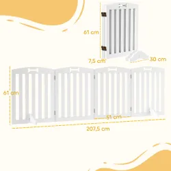 Barrera de Seguridad para Perros Valla para Perros Plegable 207,5 cm con Pies Extraíbles para Escalera Pasillo B... - Ogal.Es