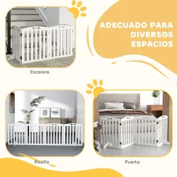 Barrera de Seguridad para Perros Valla para Perros Plegable 207,5 cm con Pies Extraíbles para Escalera Pasillo B... - Ogal.Es