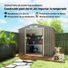 Cobertizo de Jardín 2,42 m² 213x130x185 cm con 2 Puertas Corredizas Techo Inclinado y 4 Ventanas Efecto Madera - Ogal.Es