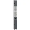 Columna de Baño con 1 Cajón 5 Estantes y 2 Puertas para Salón Dormitorio Carga 30 kg 20x20x180 cm Gris - Ogal.Es