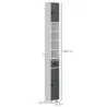 Columna de Baño con 1 Cajón 5 Estantes y 2 Puertas para Salón Dormitorio Carga 30 kg 20x20x180 cm Gris - Ogal.Es