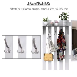 Conjunto de Recibidor de Entrada con Espejo Perchero Zapatero 3 Ganchos Estante y 2 Cajones para Pasillo Blanco - Ogal.Es